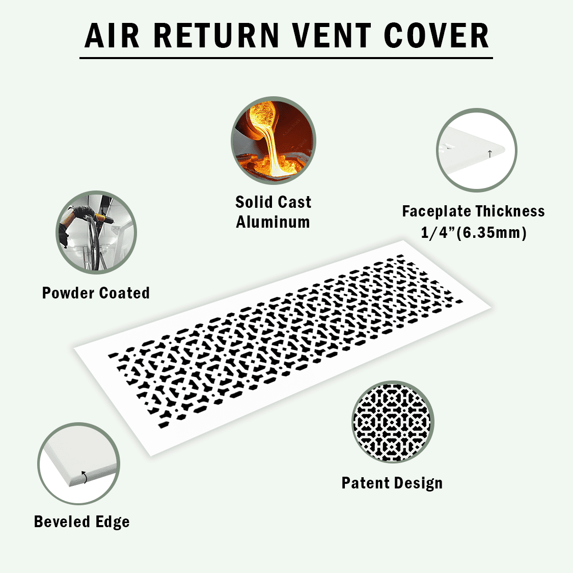 Achtek Air Return 4"x28" (Overall Size 6"x30") | Cast Aluminum Air Grille | HVAC Duct Cover for Home Ventilation