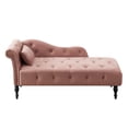 thumbnail image 2 of 60.6" Chaise Lounge Indoor, Velvet Sleeper Sofa Chair with One Pillow, Button Tufted Accent Recliner Chair with Nail Head Trim for Living Room, Bedroom, Rose, 2 of 5