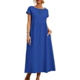 thumbnail image 1 of Vestido midi Zhyaj, holgado, túnica de verano, playa, con bolsillos, algodón, 1 of 7
