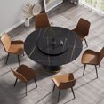 thumbnail image 2 of Artificial Stone Round Table | Fits 6, Ideal for Dining Gatherings | Exquisite Craftsmanship with Hollowed - out Base | Easy to Clean and Burn - proof, 2 of 6