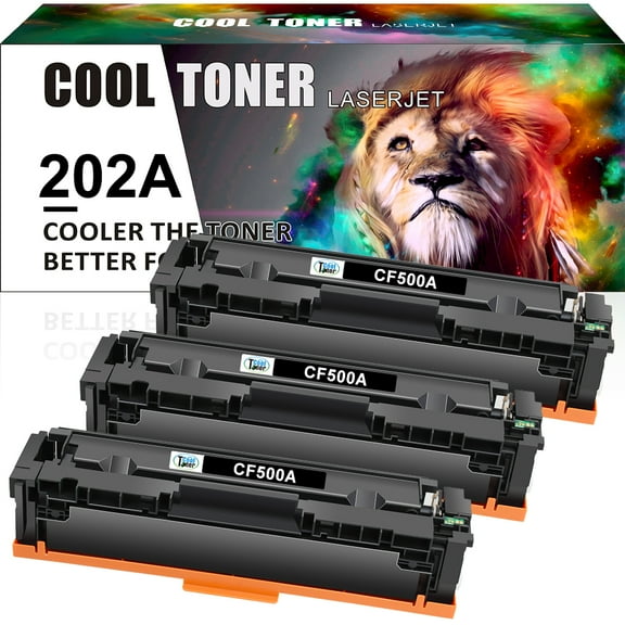 Cool Toner Compatible Toner Replacement for HP 202A CF500A Pro MFP M281fdw M281cdw M254dw M281fdn M254dn M254nw M281 M254 Printer Ink(Black, 3-Pack)