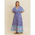 thumbnail image 3 of Women's Plus Size Smocked Printed Half Sleeve Midi Dress 100% viscose Fabric Breathable All Day Comfort And Style, 3 of 9