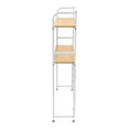 thumbnail image 3 of Modern White Desk Bookshelf Organizer with 2 Open Shelves ＆ Grid Plate, 39 inches Tall Metal Wood Dorm Desk Bookshelf Storage Shelves, 3 of 9