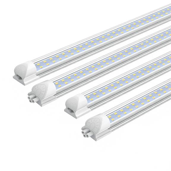 JESLED T8 LED Shop Lights Fixtures,4FT 36W 4680LM 6000K Cool White, Clear Cover, 4Pack