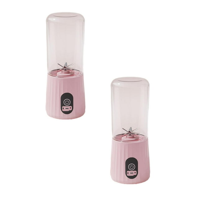 Oleegame 2PC Portable Small Fruit Juicer Usb Rechargeable With 6 Juicer For Shakes Handheld For Sports Travel Outdoors For Kitchen Pink