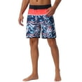 thumbnail image 4 of INSPIRE CHIC Men's Tropical Vocation Elastic Waist Drawstring Hawaiian Print Athletic Swim Trunks 30 Black Red, 4 of 6