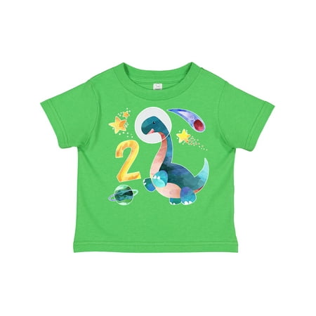 

Inktastic Second Birthday Dinosaur Astronaut with Stars and Planet Gift Toddler Boy or Toddler Girl T-Shirt
