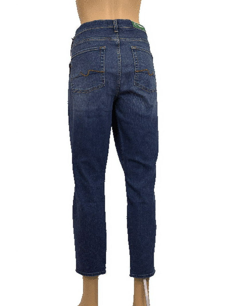 (取寄) セブンフォーオールマンカインド スキニー アンクル デニム ジーンズ 7 for All Mankind Gwenevere Skinny Ankle Denim Jeans  Night Black Destruction 7 FOR ALL MANKIND The Ankle Gwenevere Mid Rise Blue Skinny Jeans