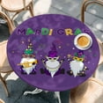 thumbnail image 3 of Mardi Gras Round Fitted Table Cover Carnival Gnome Mask Deep Purple Theme Waterproof Table Cloth with Elastic Edge Wipeable Tablecloth for Picnic Camping Party Fits 55"-60" Diameter, 3 of 8