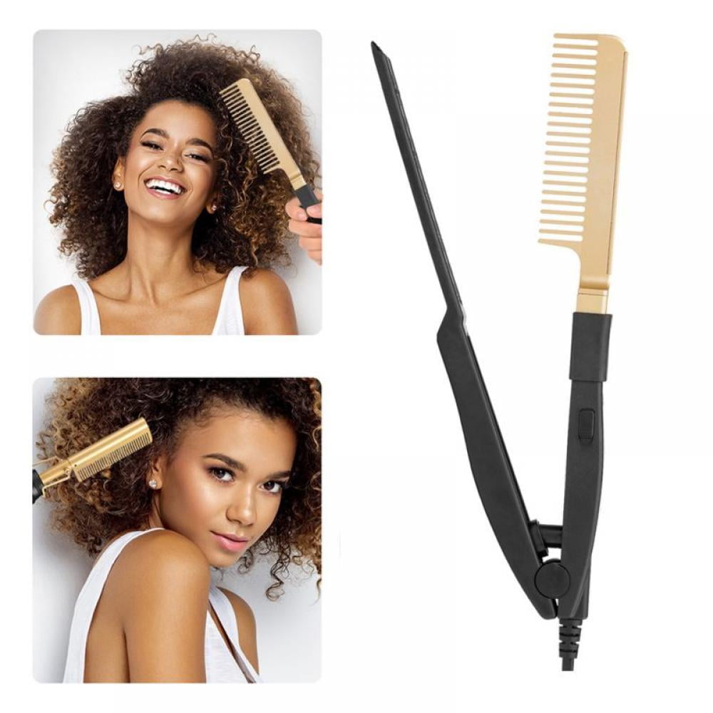 Negative Ion Hair Straightener BrushStraight Up Ceramic Hair Straightening  BrushHair Straightener CombHair Straightener Comb Matte Black  Walmart com