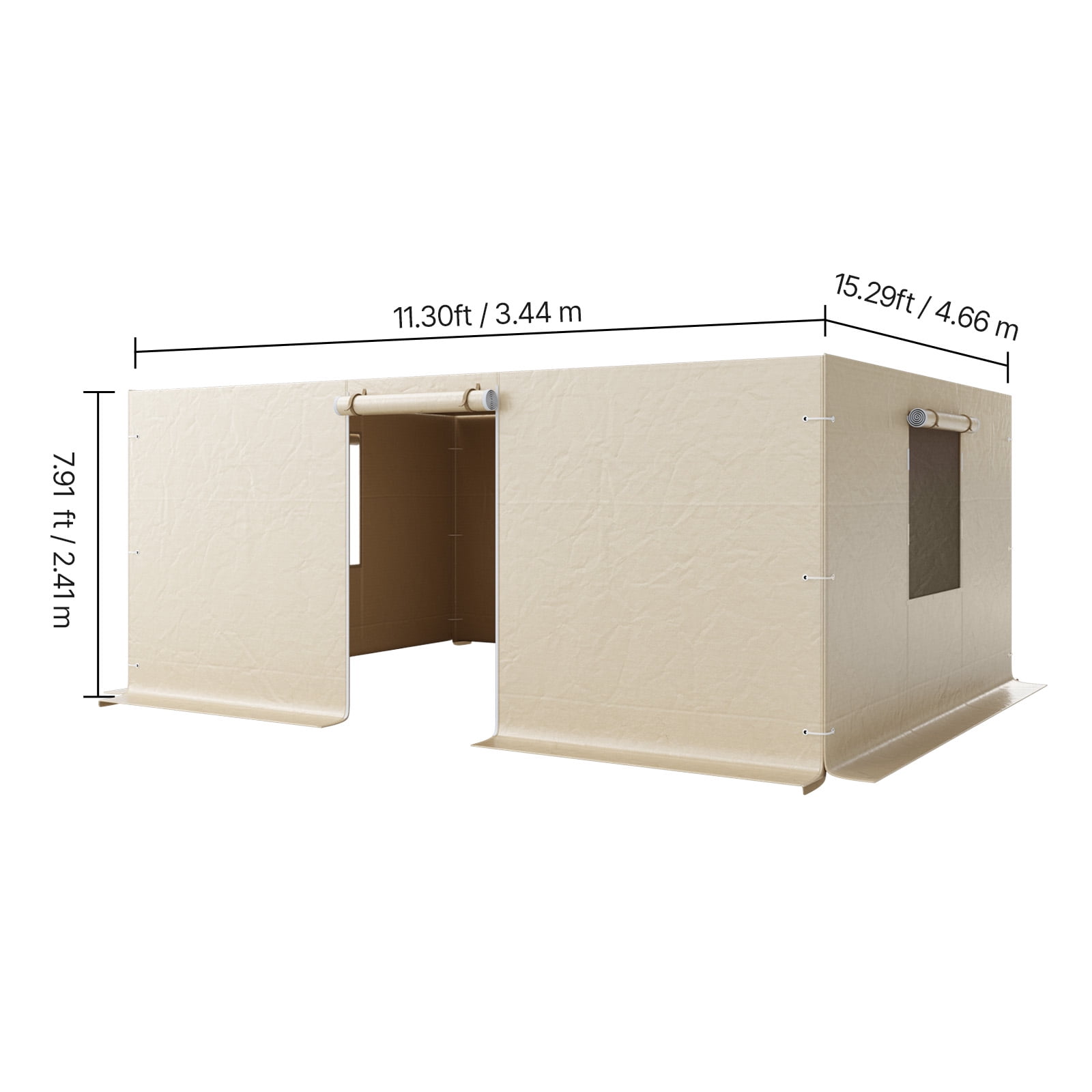 KFFKFF Gazebo Sidewall Compatible with 12 x 16 ft Structures, 4-Panel Winter Cover for Hardtop Gazebos, Durable PE Material, All-Weather Outdoor Protection with Mesh Windows,Gazebo Frame Not Included