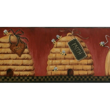 Plaid Wallpaper Border - St. James / York PV5225B Honey Bees Wallpaper Border, Black Plaid