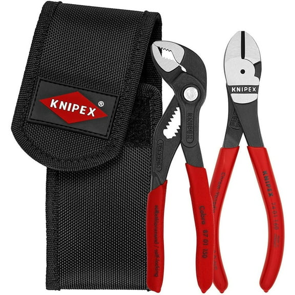Knipex Mini Pliers Belt Pouch Set, 2 Pieces - Cobra and Diagonal Cutters