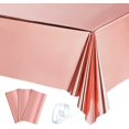thumbnail image 1 of 3 Pieces Rose Gold Foil Party Rectangular Table Covers Table Cloth Table Cover 54 x 108 Inch Shiny Plastic Waterproof Tablecloth Party Table Cover with 12 Clips for Rose Gold Party Table Decoration, 1 of 7