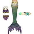 thumbnail image 1 of 4PCS Mermaid Tails for Swimming for Girls Kids Mermaid Swimsuit Costume Princess Bikini Set Bathing Suits_Special Gift, 1 of 5