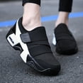 thumbnail image 3 of LASUDRAA Womens Slip On Walking Shoes Breathable Mesh Air Cushion Platform Sneakers with Hook and Loop Strap Non Slip Comfortable Casual Footwear, 3 of 7