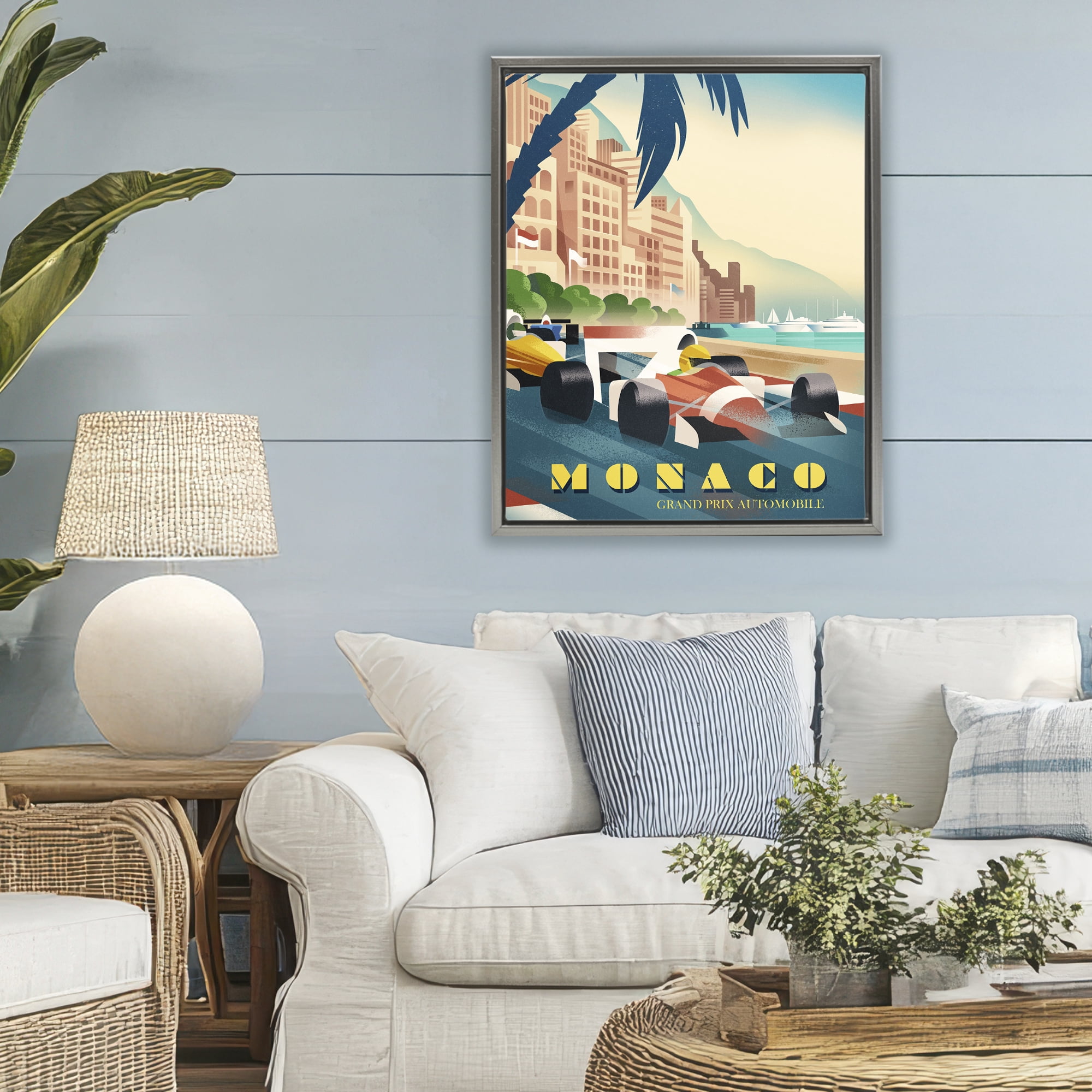 Stupell Industries Monaco Grand Prix Racing Gray Framed Floater Canvas Wall Art, design by Martin Wickstrom