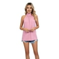 thumbnail image 3 of Tank Top for Women Pleated High Neck Halter Tops Pink M, 3 of 9