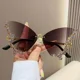 thumbnail image 3 of Gafas De Sol De mariposa De diamante De lujo para mujer, Gafas De Sol De gran tamaño sin montura, Vintage, Y2k, 3 of 5