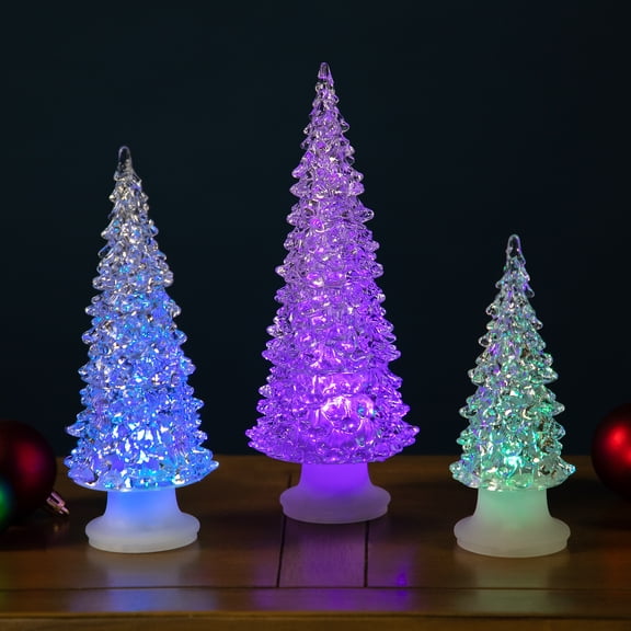 Northlight LED Lighted Color Changing Christmas Trees - 8.75" - Clear - Set of 3