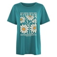 thumbnail image 4 of Tiweut Casual T Shirts for Womens Round Neck Short Sleeve Floral Graphic Print Religious Pullover Tops,Blue, 4 of 4