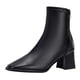 thumbnail image 1 of NECHOLOGY Botas Mujer Zapatos Botines de mujer Moda mujer cuero artificial Color sólido otoño suela gruesa tacones cuadrados cremallera botines cortos zapatos de punta cuadrada (Black, 7.5), 1 of 5