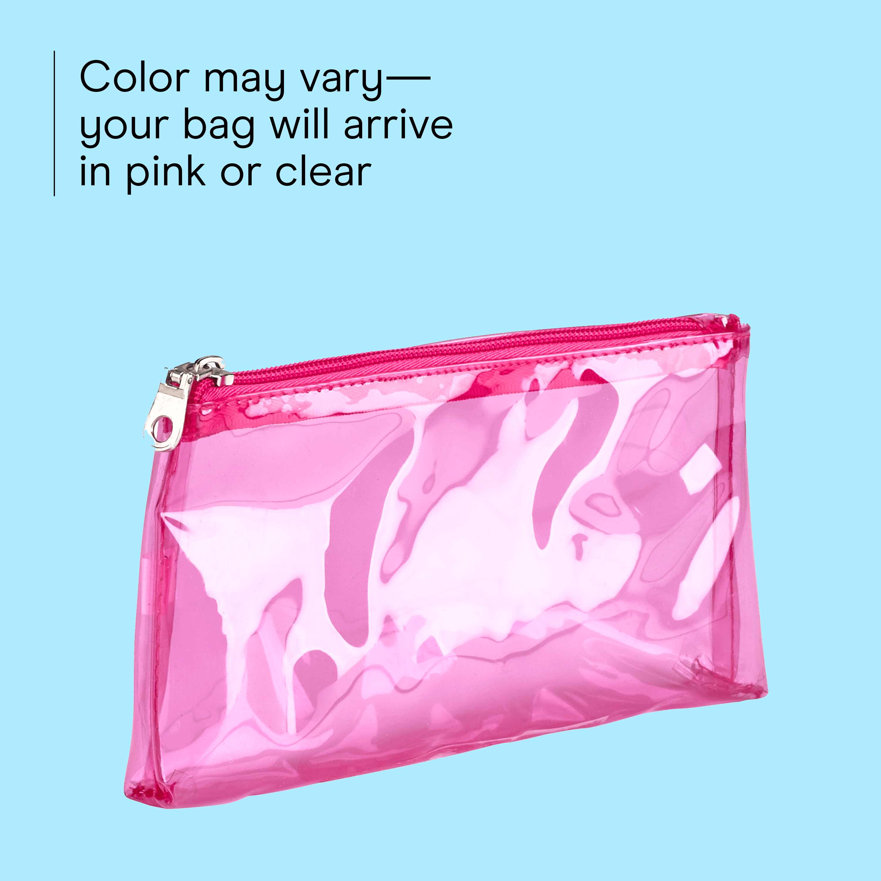 Conair Clear Travel Makeup Clutch, Transparent Pink or Black PVC Zippered Organizer