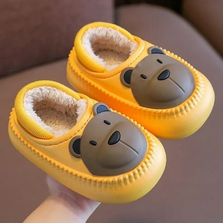 

CoCopeanut Cute Home Slipper for Children Kawaii Bear Cartoon Cheap Slides for Boy Girls Winter Animals Child Slipper Baby Cotton Shoes