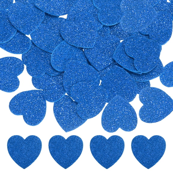1"x1" Heart Foam Stickers, 60Pcs EVA Self Adhesive Glitters Foam Shape Sticker Craft Supplies for Scrapbook Card DIY Making Home Decor, Blue