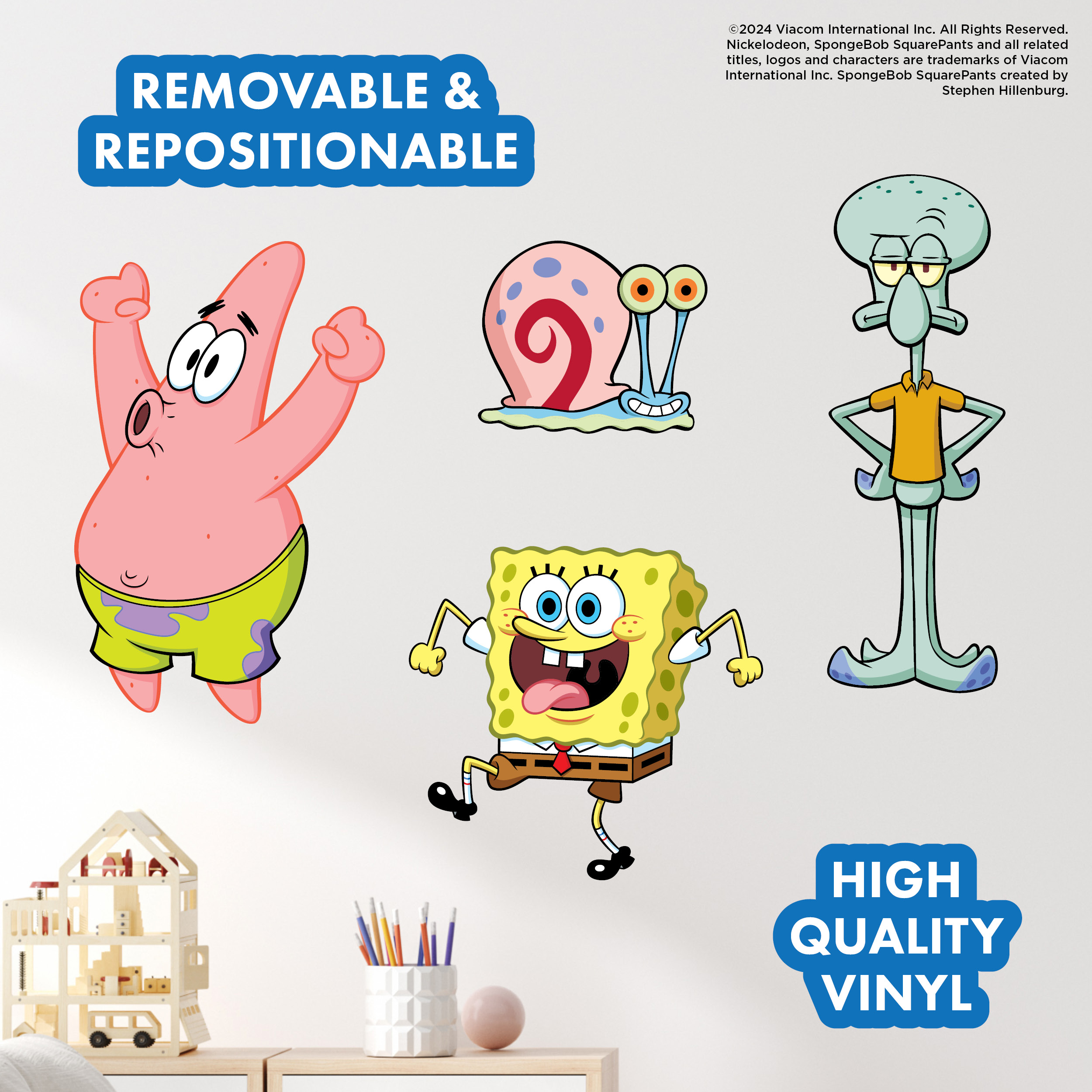 RoomMates SpongeBob SquarePants Wall Decals – 45-Piece Set With Patrick, Squidward & More