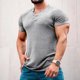thumbnail image 1 of pstuiky Mangas cortas para hombre, Blusas de cuello redondo, manga corta, transpirables, con botones y diseño informal para hombre camisas casuales para hombre xxl, 1 of 5
