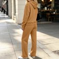 thumbnail image 4 of Domzest Womens Zip Up Hoodies Sweatsuits Long Sleeve Full-zip Hooded Sweatshirt & Wide Leg Sweatpants Fall Winter Athletic Tracksuits Camel XL, 4 of 6