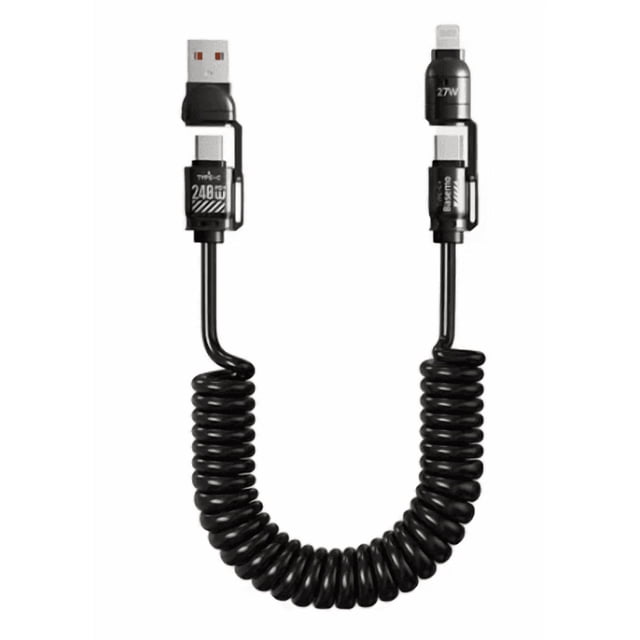Cable Xtellar Usb A Tipo C Carga Rápida 240w En Espiral Para Coche Color Negro