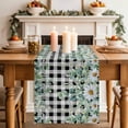 thumbnail image 2 of Table Runner 36 Inches Long for Kitchen Dining, Green Eucalyptus Leaves Dresser Scarf Farmhouse, Dining Table Decorations for Wedding/Parties, Summer Botanical Daisy Black Plaid 13 x 36 In, 2 of 8