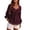 Wine, variant on Women Solid Casual V Neck Long Sleeve Smock Blouse Tee Flowy Tunic Top Spring Fall Basic Shirt