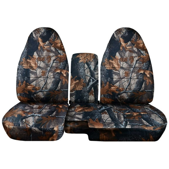 Fits 1998-2003 Ford Ranger Camo Seat Covers 60/40 Bench wConsole No CupHolder:GrayRealTree