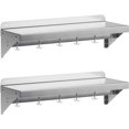 thumbnail image 1 of 2-Pack 12x24 Inch Stainless Steel Wall Shelf with Backsplash & Hooks, Multifunctional Kitchen Storage & Organizer, 1 of 6