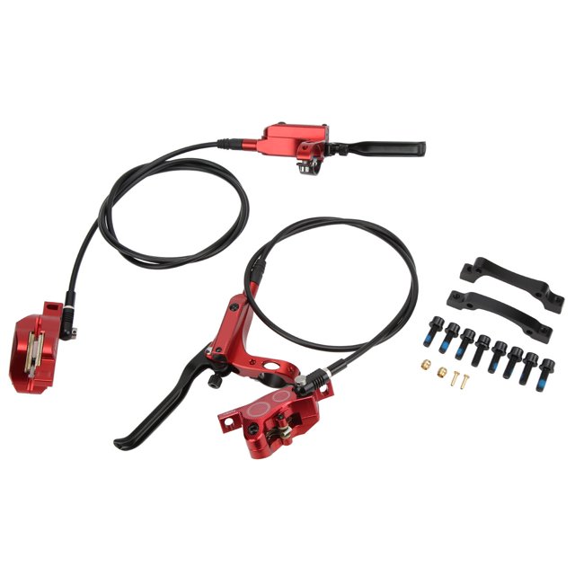 Bike Disc Brake Set, Mountain Bike Hydraulic Disc Brake Kit 4 Piston Hydraulic Disc Brake Bike CNC Bilateral Oil Brake with 160mm Rotor Disc Suitable for Most Model on the Market