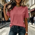 thumbnail image 7 of Admvng Women's Striped T-Shirt Crew Neck Short Sleeve Casual Solid Basic Tee Tops, 7 of 7