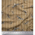 thumbnail image 1 of Soimoi Brown Rayon Crepe Fabric Stripe & Mosquito Insects Print Fabric by the Yard 46 Inch Wide, 1 of 1