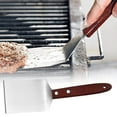 thumbnail image 2 of 2-Piece Small Square Stainless Steel Spatula Set, Heavy-Duty Non-Slip Wooden Handle, Durable Rust-Resistant Metal Turner for Baking, Cooking, Griddles, Cakes, Cheese & Flat-Top Grill Use, 2 of 7