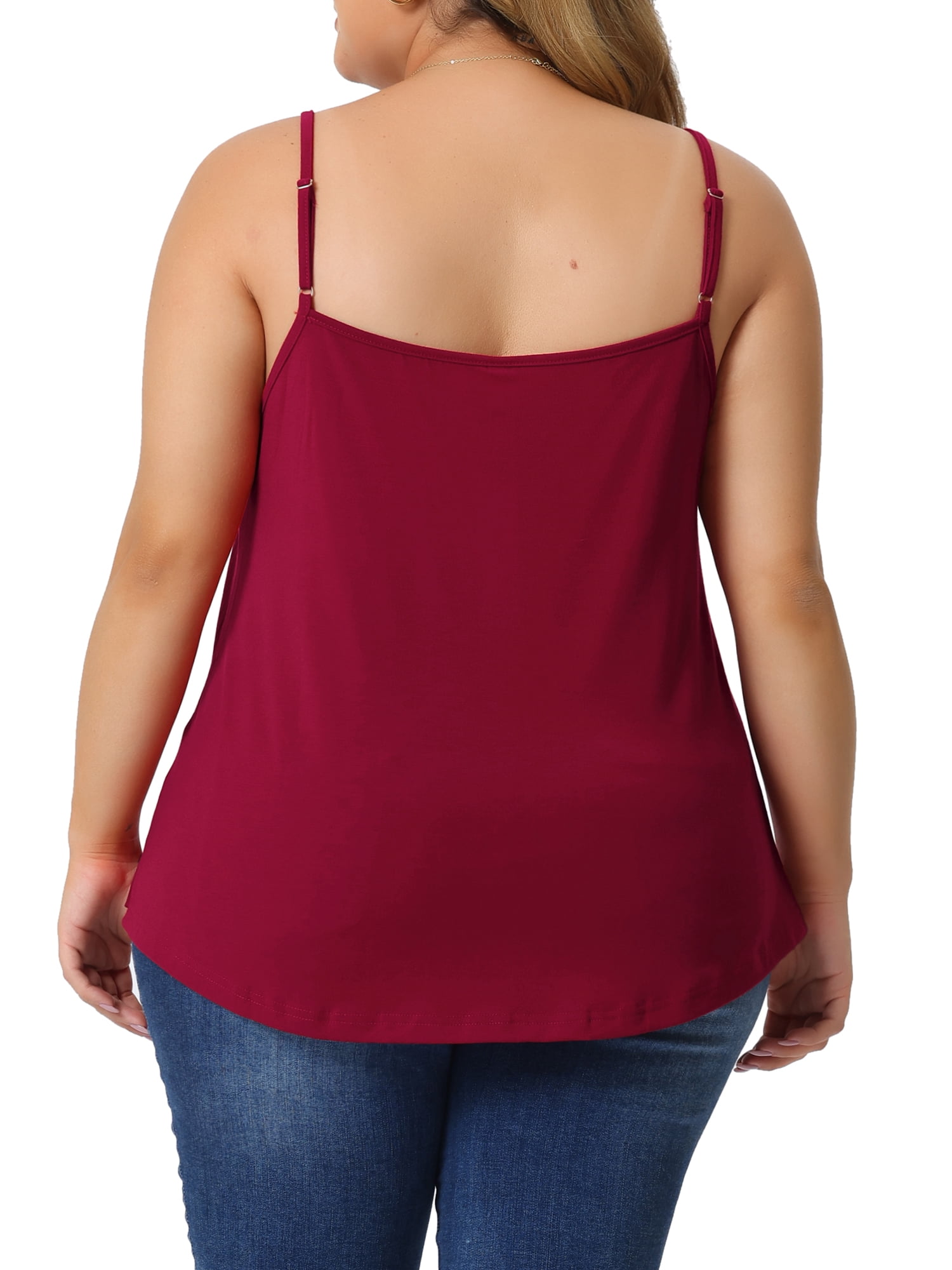DARING DIVA Women's Plus V-Neck Cami Tank Lace Front Sleeveless Tops 4X Burgundy