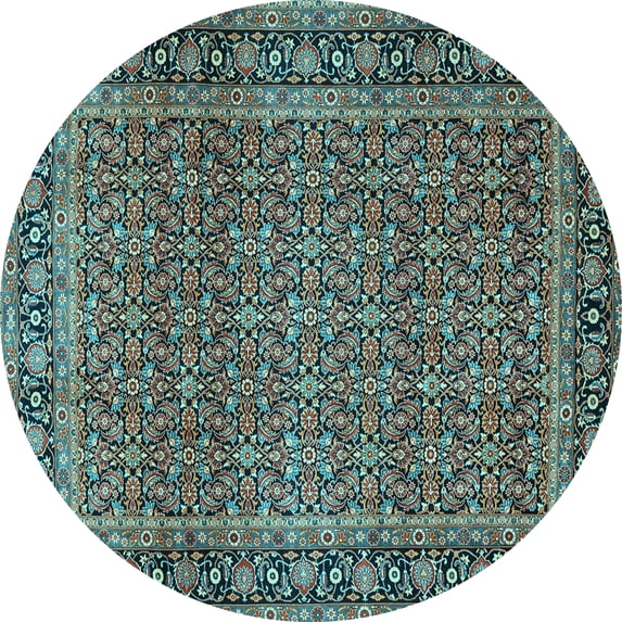 Ahgly Company Indoor Round Persian Light Blue Traditional Area Rugs, 8' Round