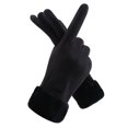 thumbnail image 1 of 1 Pair Thickened Plush Lining Cartoon Pattern Windproof Driving Gloves Fluffy Cuffs Touch Screen Driving Gloves Hand Protect Cover, 1 of 10