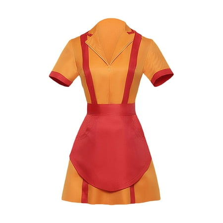 

Women Halloween Waitress Costumes Contrast Colors Dress and Apron