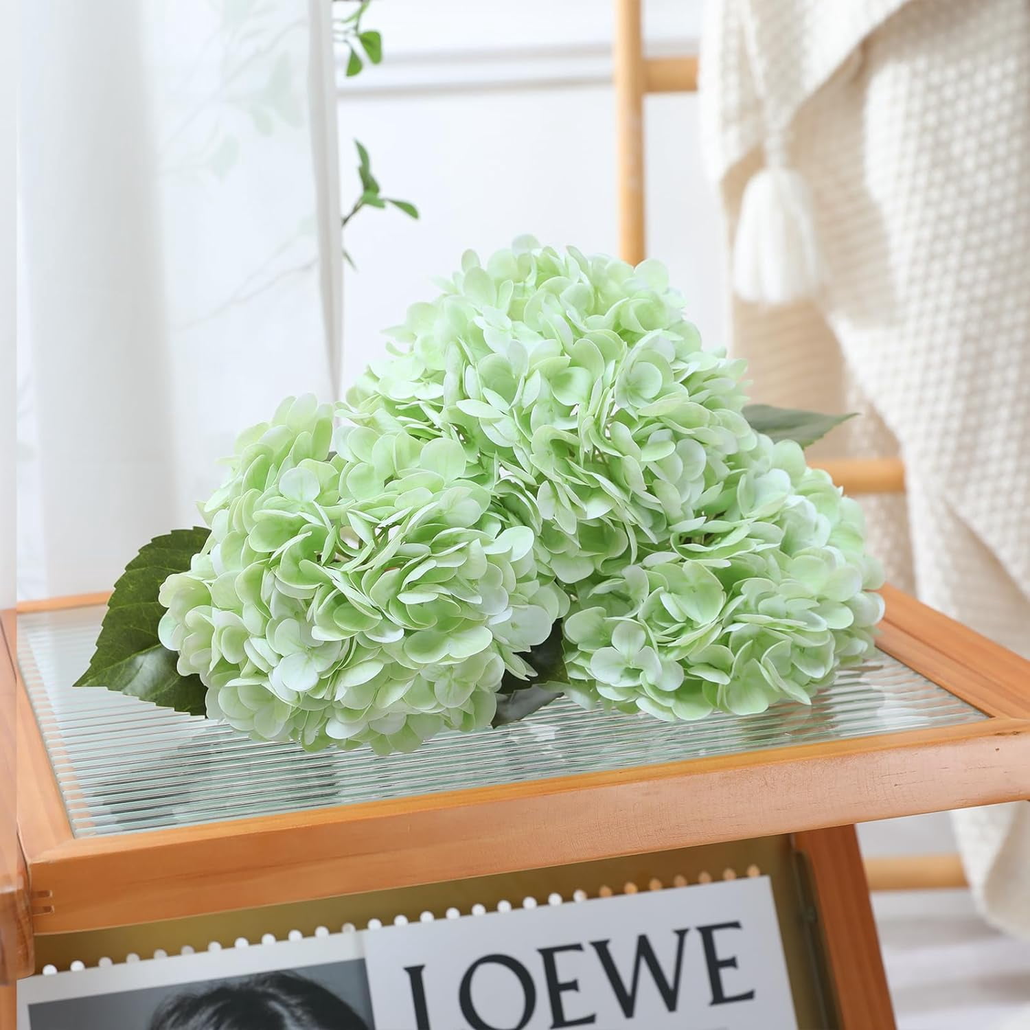 Orange Hydrangea Artificial Flowers Silk Flowers Fake Hydrangeas Real Touch Hydrangea Flowers for Wedding Party Office Home Decor (Orange)