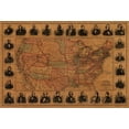 thumbnail image 2 of Vintage Maps 24x18 Black Ornate Wood Framed with Double Matting Museum Art Print Titled - Railroad Barons with US Lines and Proposed Mail Routes, 2 of 4
