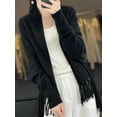 thumbnail image 3 of CoCoMangos Women Knit Pashmina Shawl Wrap Open Front Batwing Long Sleeve Cardigan Sweaters with Tassel Winter Warm Chunky Cape, 3 of 7