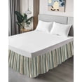 thumbnail image 4 of Boho Teal Stripes Wrap Around Bed Skirts for Queen Bed 18" Drop,Bed Skirt with Adjustable Elastic Belt Dust Ruffle Bed Valance for Bedroom Hotel Bohemian Vertical Striped Geometric Bed Frame Cover, 4 of 7