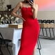 thumbnail image 1 of Vestido De Tirantes Finos Vestido ajustado sin espalda para mujer Vestido sin mangas de punto Ropa de fiesta de estilo sexy Ygjytge L Rojo para Mujer, 1 of 8